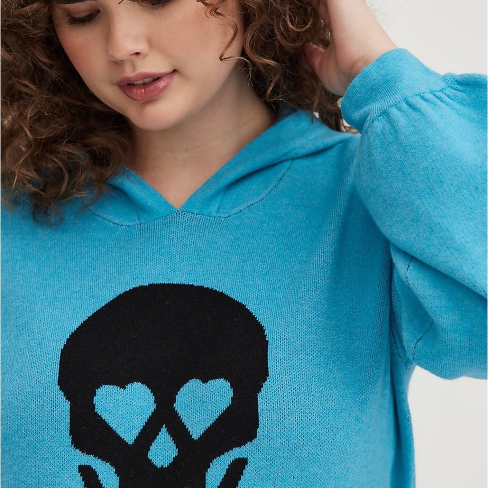 TORRID Luxe Crop Skull Hoodie - Picture 6 of 14
